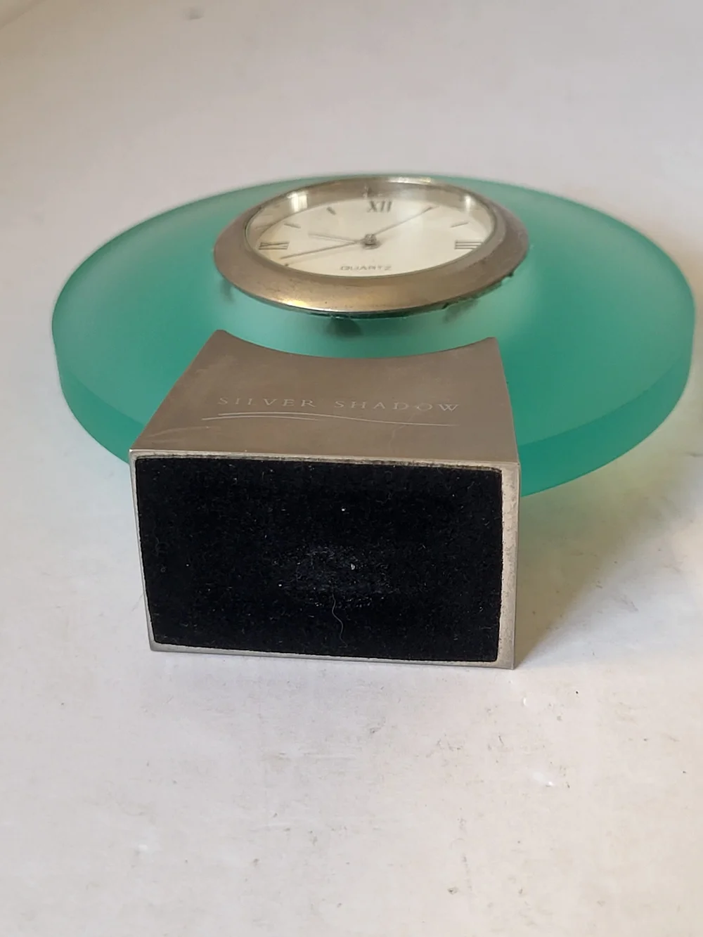 Silver Shadow Seaglass Art Deco Style  Desk Clock - Quartz